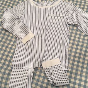 Boys Lila and Hayes pant pajama set, blue stripe, size 8, EUC